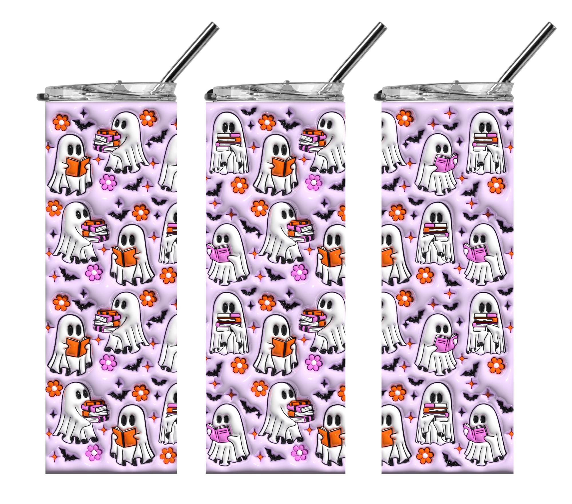 Purple Spooky Ghost 20 oz Skinny Tumbler