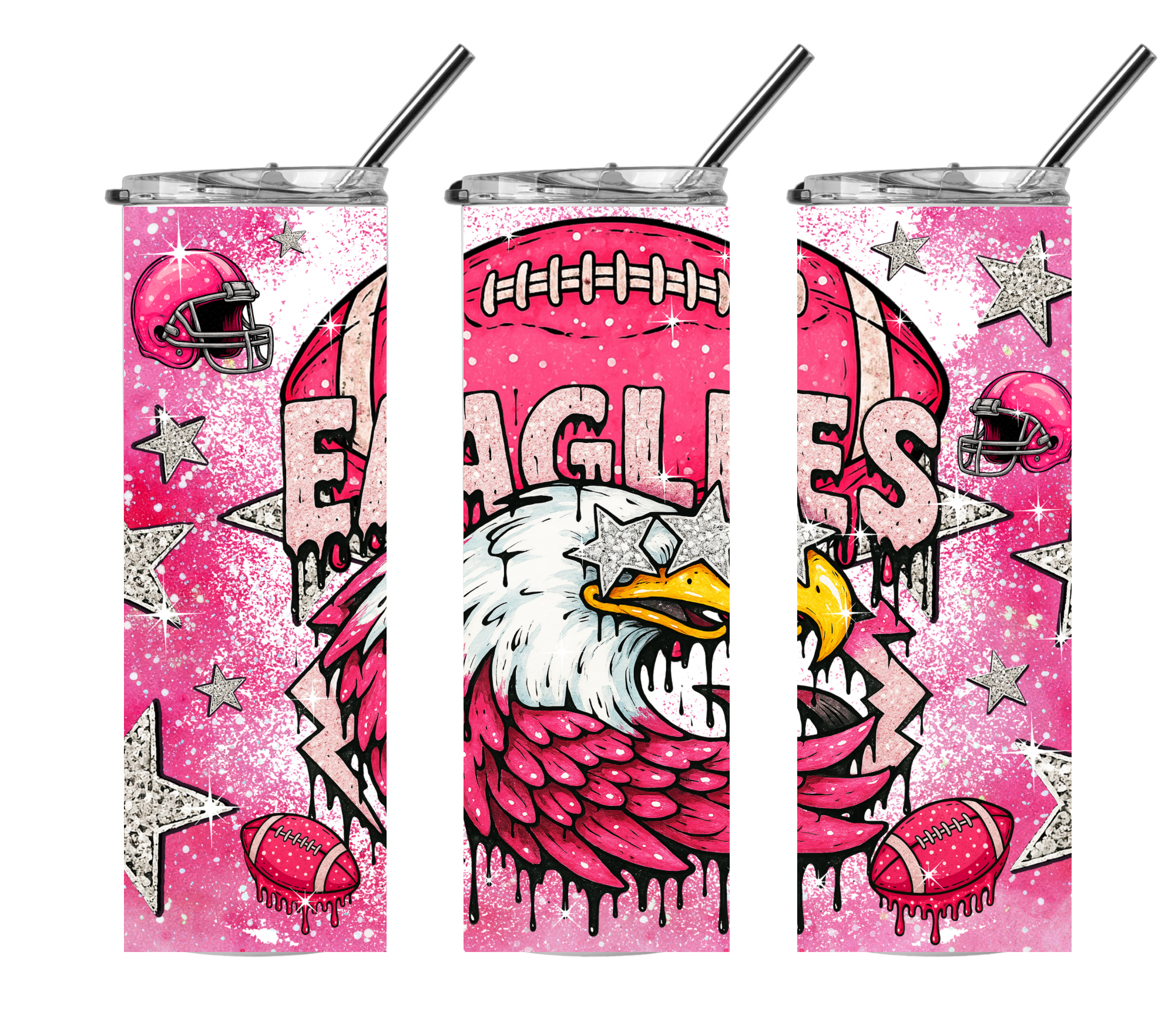Pink Football 20 oz tumbler Game Day Energy✨