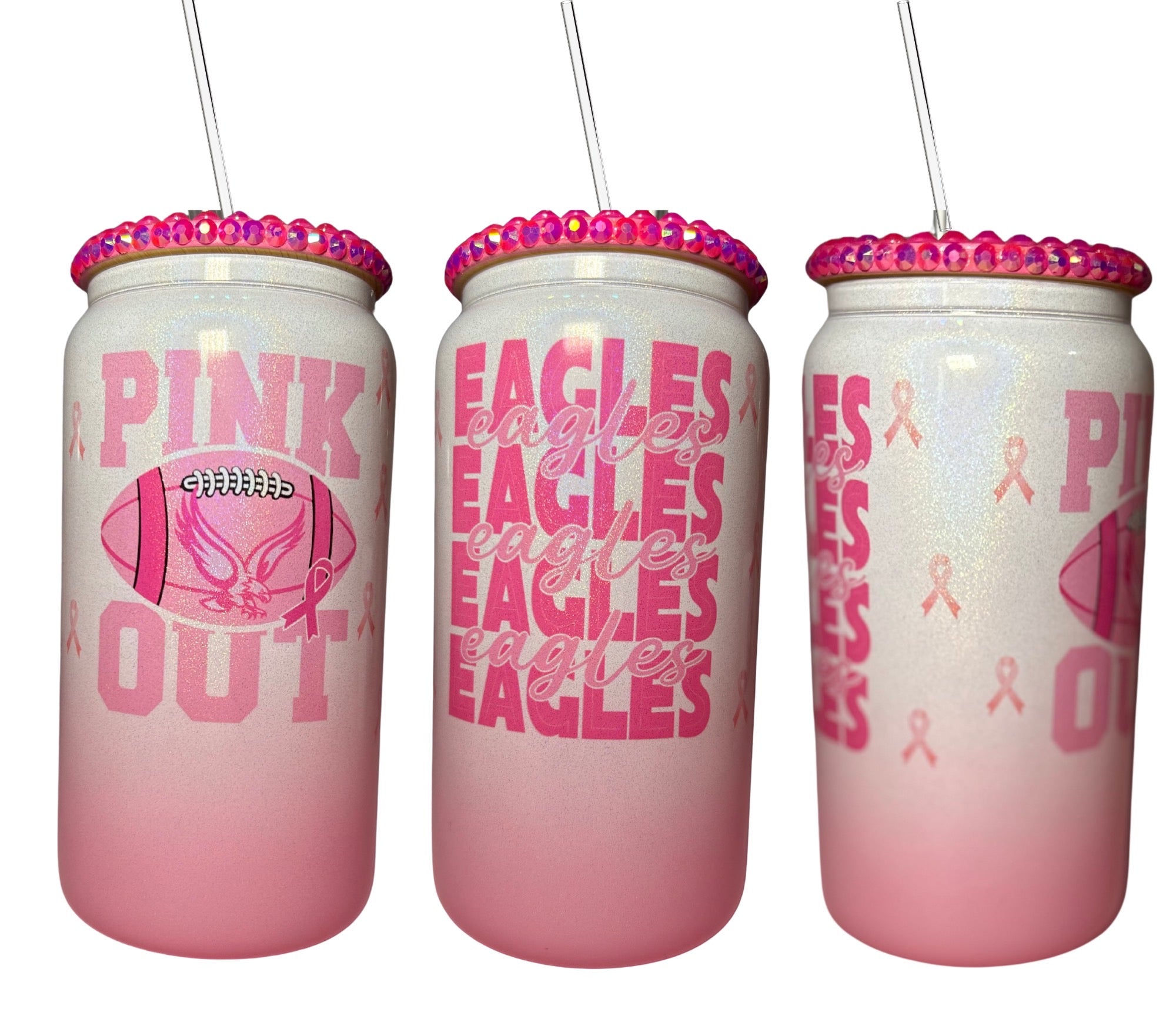 💖 Pink Out Eagles 20oz Tumbler – Breast Cancer Awareness Edition ✨