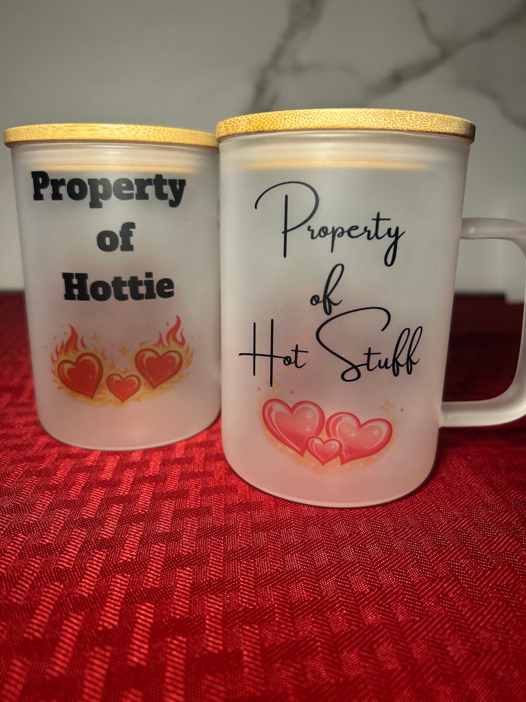 Valentine’s Day Couple Mug Set | Hot Stuff & Hottie Mugs | Funny His and Hers Coffee Cups | Couples Valentine Gift