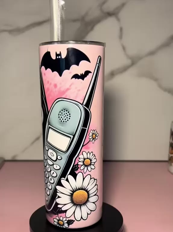 Pink Halloween scream 20 oz tumbler